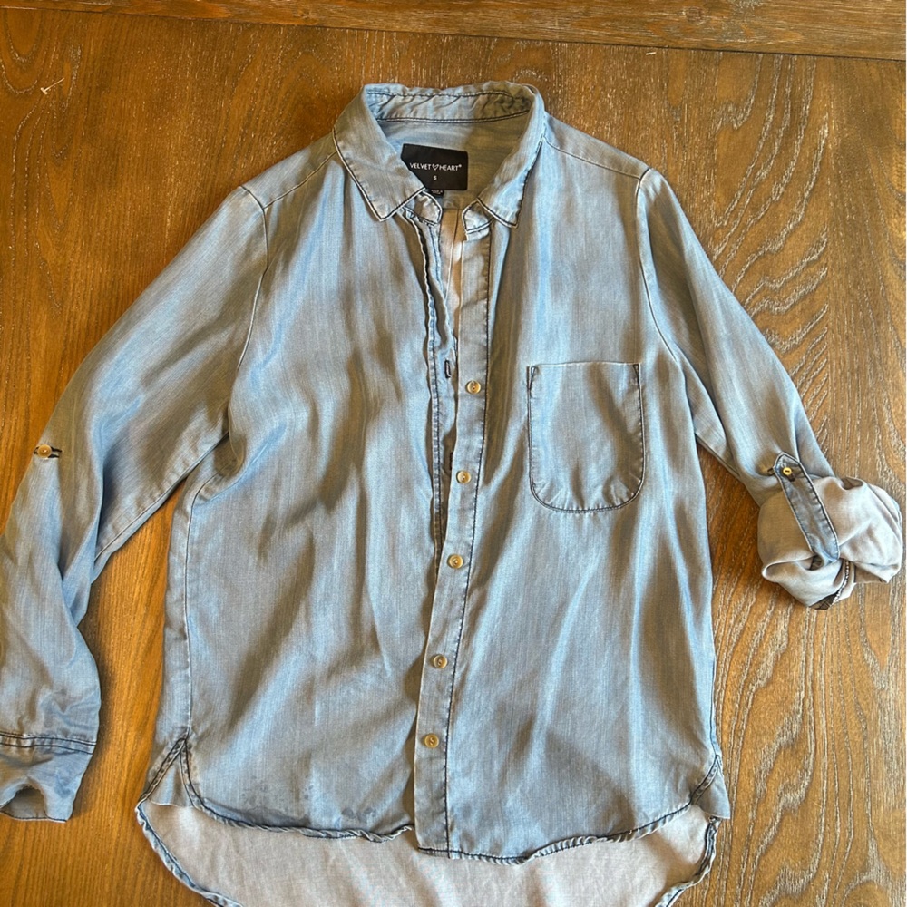 Chambray Denim Button Down Shirt